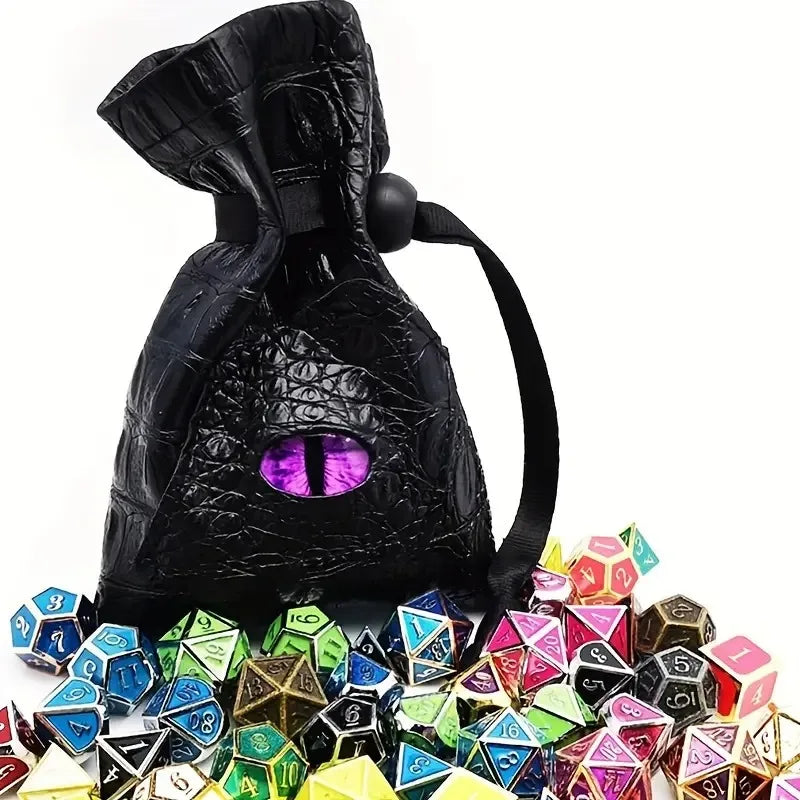 1pc Drawstring Dice Bag PU Leather DND Dice Pouch Tarot Oracle Cards Storage Bag for D&D Dice, Coins and Accessories