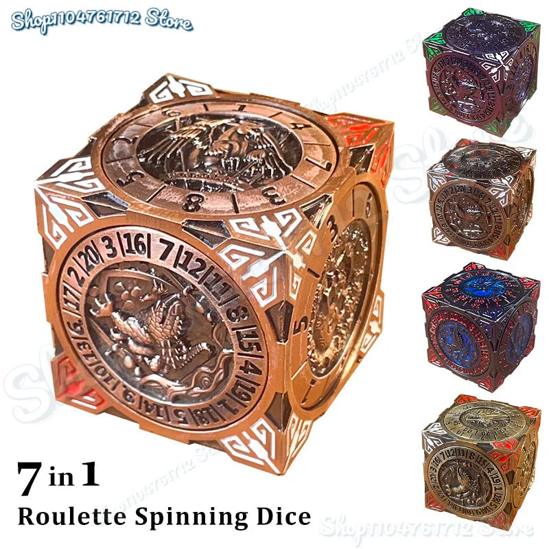 Metal Mechanical Roulette Spinning DND Fingertip Gyro Dice 7 in 1 for Dungeons and Dragons RPG Role Playing Tabletop Games Gift