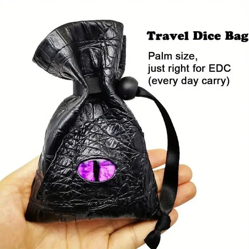 1pc Drawstring Dice Bag PU Leather DND Dice Pouch Tarot Oracle Cards Storage Bag for D&D Dice, Coins and Accessories