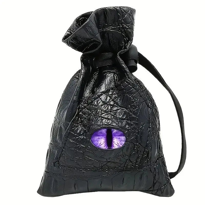 1pc Drawstring Dice Bag PU Leather DND Dice Pouch Tarot Oracle Cards Storage Bag for D&D Dice, Coins and Accessories