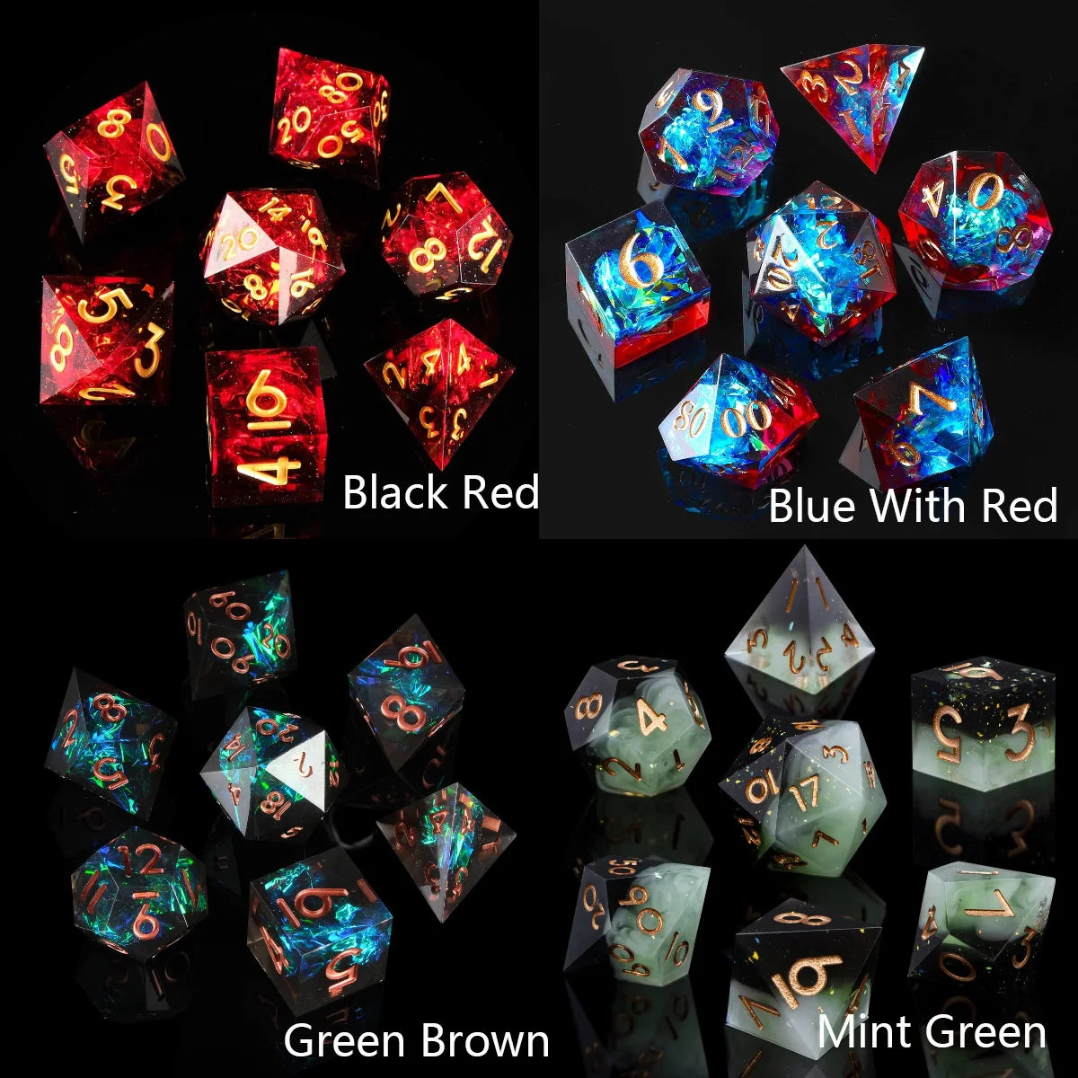 Resin Sharp Edge DND Dice Set for Dungeons and Dragons Role Playing and Tabletop Game