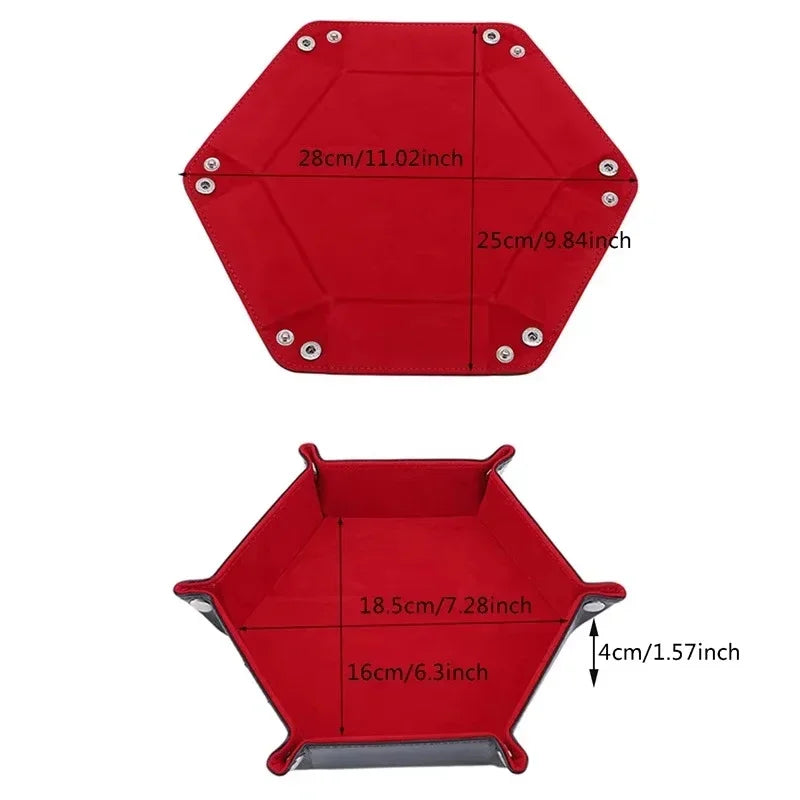 Portable Folding Dice Rolling Tray Set For Rpg Dnd Table Games Pu Leather Velvet Holder Storage Box Hexagon Coin Square Tray