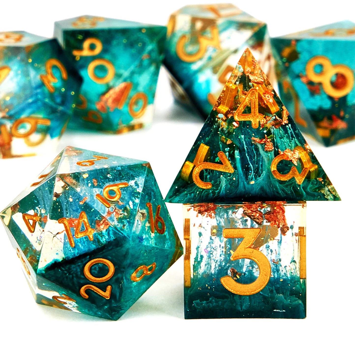 D&D Dice Set - 7-Piece Sharp Edge Red Resin Dice for Dungeons & Dragons, Perfect for RPG and Tabletop Games