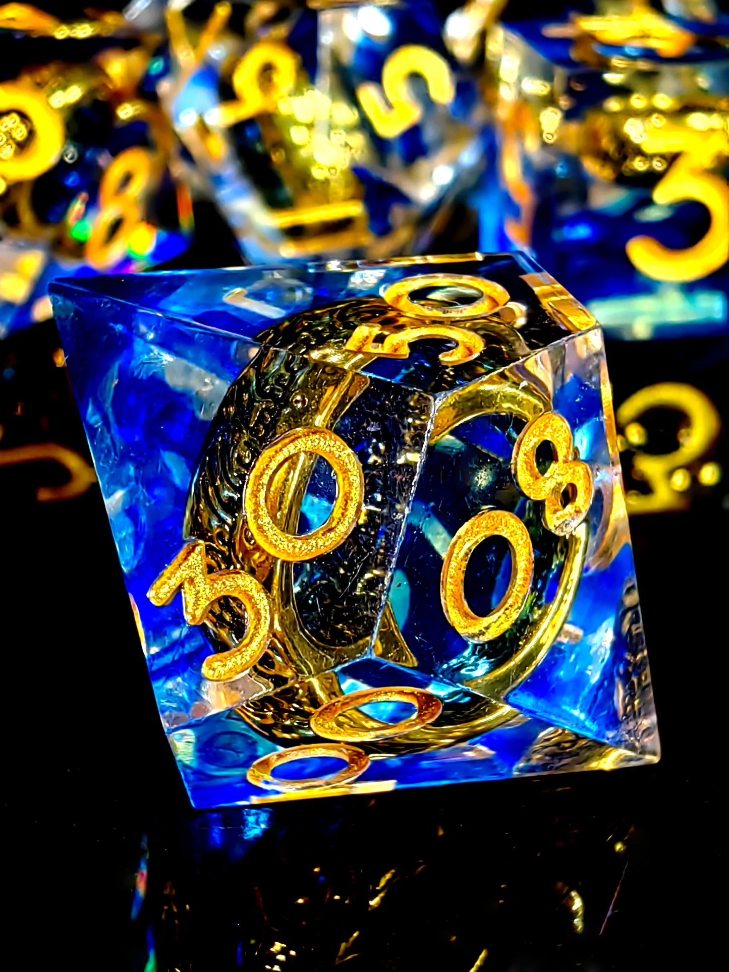 DnD Dice Set - 7-Piece Sharp Edge Resin Dice with Inner Ring, Green Polyhedral Dice for RPG & Dungeons and Dragons