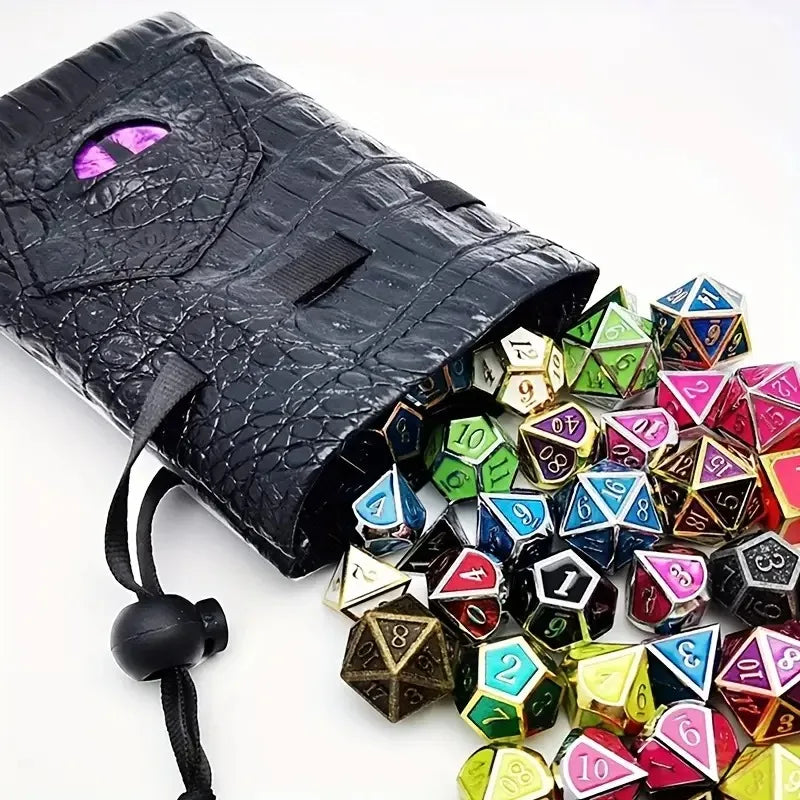 1pc Drawstring Dice Bag PU Leather DND Dice Pouch Tarot Oracle Cards Storage Bag for D&D Dice, Coins and Accessories