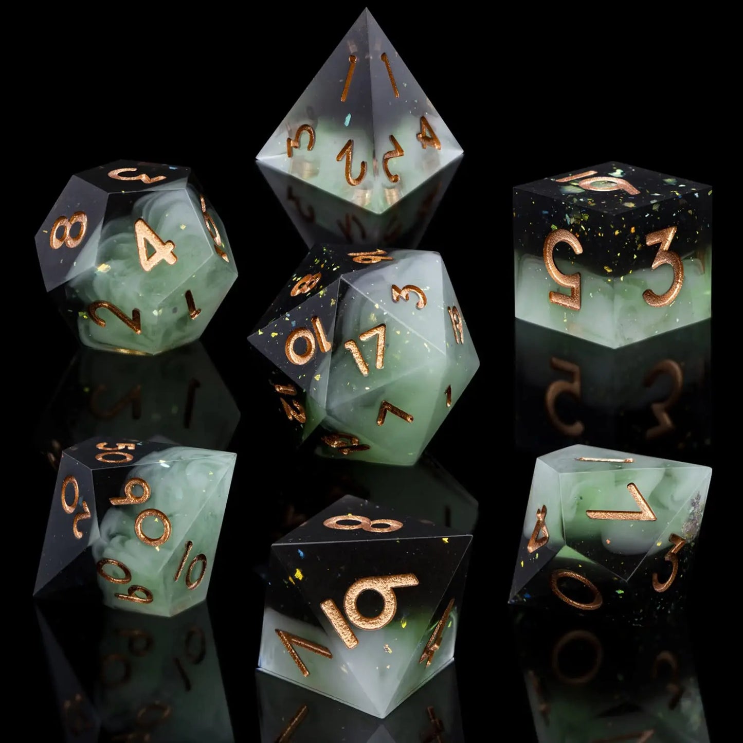 Resin Sharp Edge DND Dice Set for Dungeons and Dragons Role Playing and Tabletop Game
