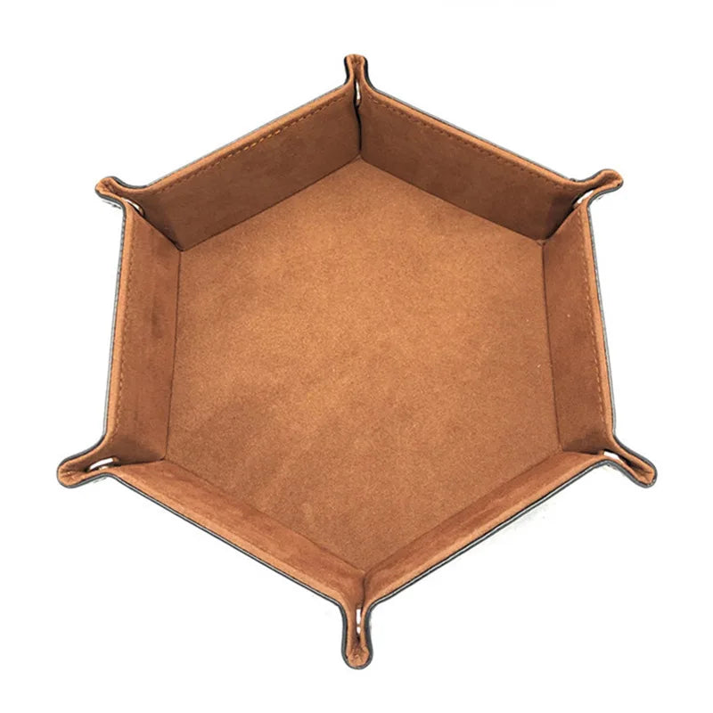 High Quality Leather Folding Hexagon Dice Tray Purple Dice Box For RPG DnD Games Dice Storage Collapsible Phone Key Coin Storage