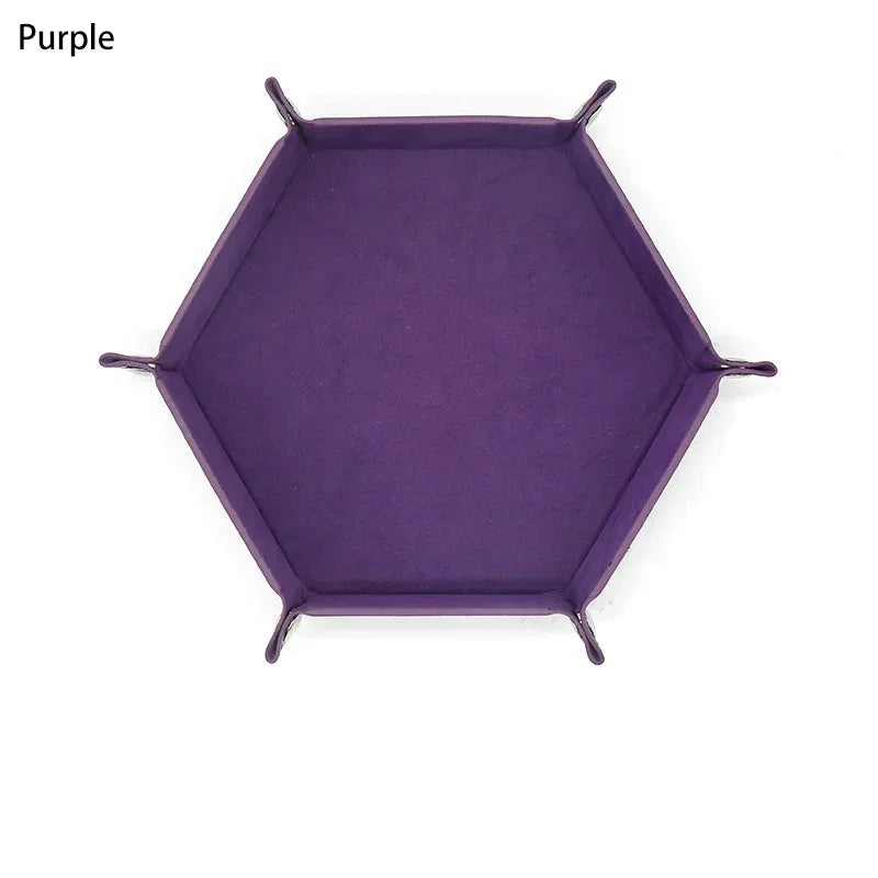 Portable Folding Dice Rolling Tray Set For Rpg Dnd Table Games Pu Leather Velvet Holder Storage Box Hexagon Coin Square Tray