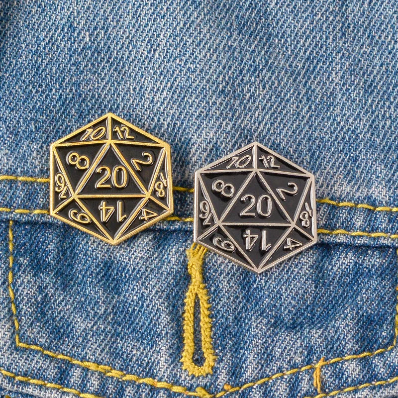 RPG Game Dungeon DnD Dragon Dice D20 Anime Enamel Pin Lapel Badges Manga Brooches for Women Fashion Jewelry Accessories Gifts