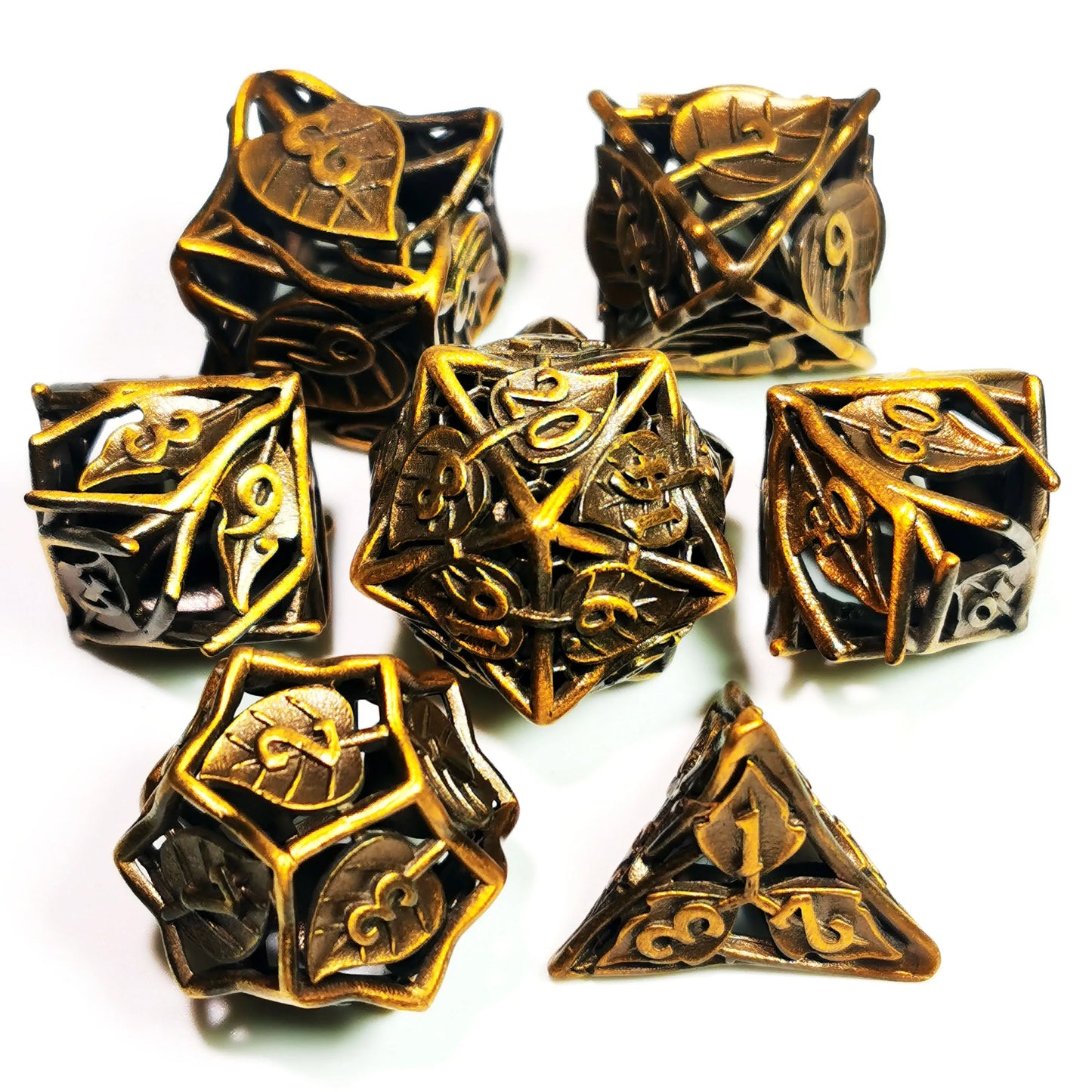 "Gold DnD Metal Dice Set - 7 Piece Zinc Alloy Polyhedral Dice for Dungeons & Dragons, RPG & Tabletop Games"