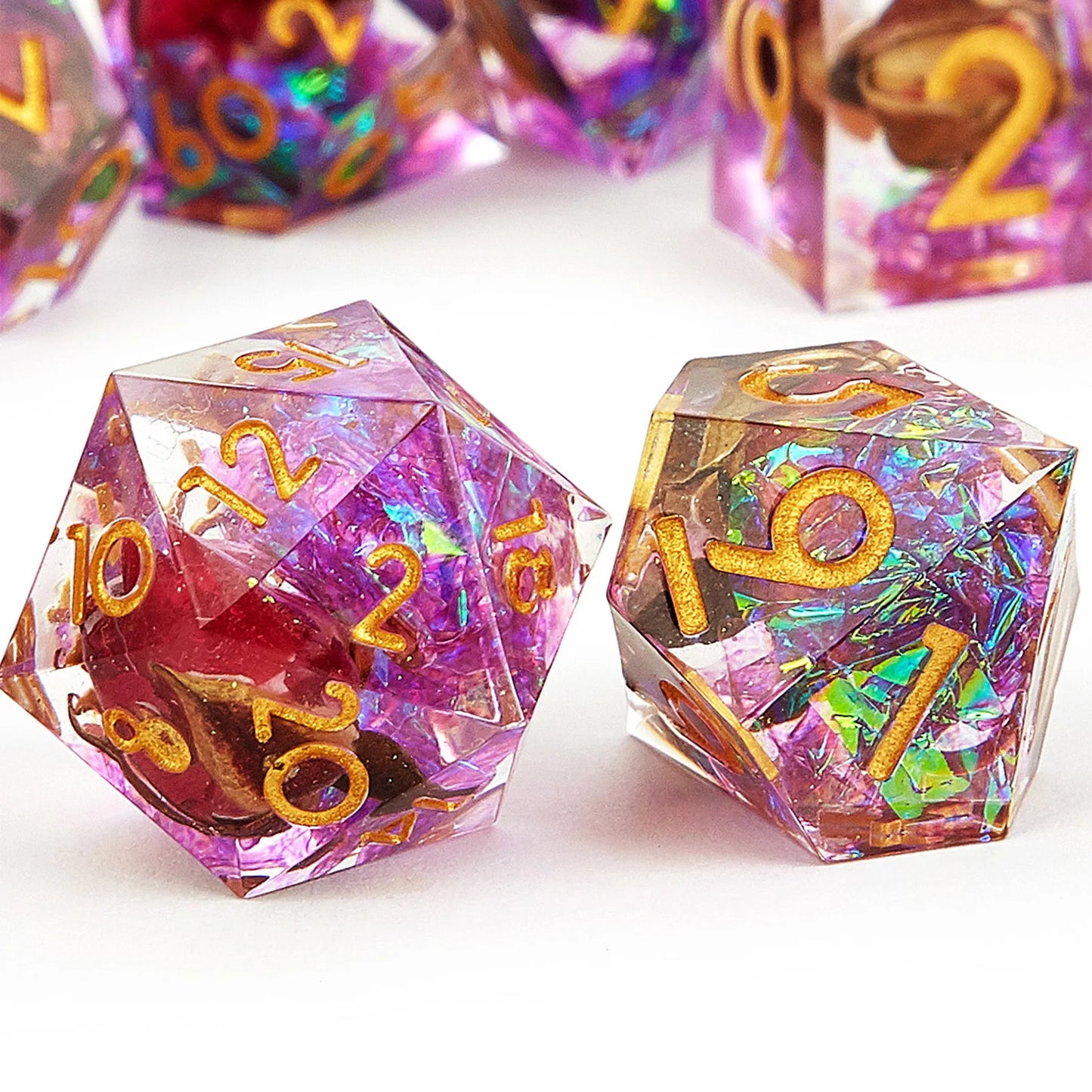 D&D Dice Set - 7-Piece Sharp Edge Red Resin Dice for Dungeons & Dragons, Perfect for RPG and Tabletop Games