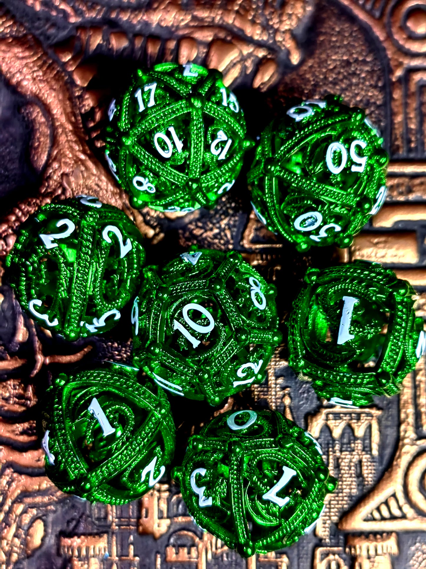 DnD Metal Dice Set - Zinc Alloy Skull Design, Silver Base with Red Numbers, Perfect for Dungeons & Dragons, RPG Games