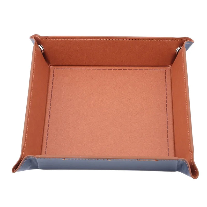 High Quality Leather Folding Hexagon Dice Tray Purple Dice Box For RPG DnD Games Dice Storage Collapsible Phone Key Coin Storage