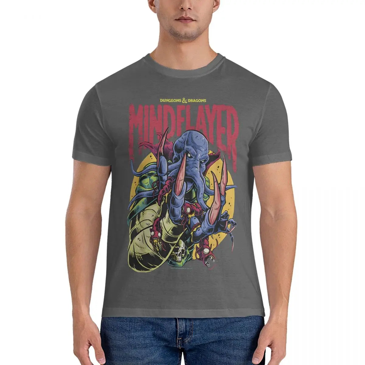Mindflayer T-Shirts for Men D-Dungeons And Dragons Novelty Pure Cotton Tee Shirt Crewneck Short Sleeve T Shirts Birthday