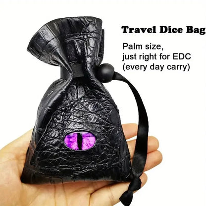 1pc Drawstring Dice Bag PU Leather DND Dice Pouch Tarot Oracle Cards Storage Bag for D&D Dice, Coins and Accessories