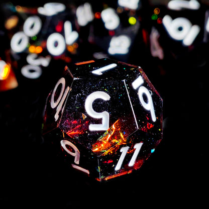 DnD Dice Set 7 Piece Polyhedral Resin Dice, Black with White Numbers for Dungeons and Dragons, RPG Games, D&D Tabletop Gaming
