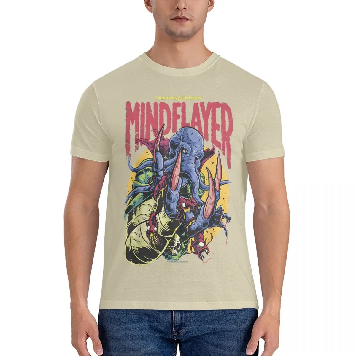 Mindflayer T-Shirts for Men D-Dungeons And Dragons Novelty Pure Cotton Tee Shirt Crewneck Short Sleeve T Shirts Birthday