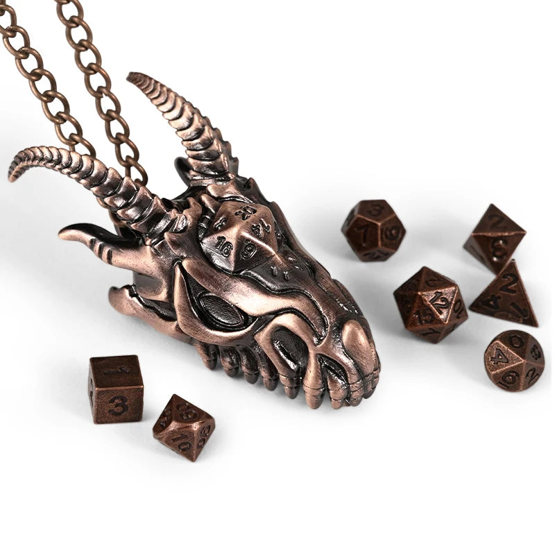 7pcs DND Mini Dice Set With Dragon Necklace Dice Case  Polyhedron Metal Dice For RPG,MTG,Table Game,Board Games Dice Set