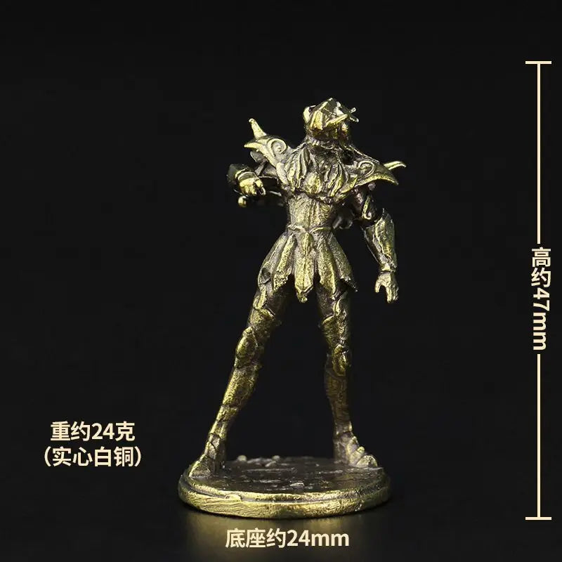 Old-fashion Brass Saint Twelve Constellations The Zodiac Armored Warrior Mini Metal Models Ornaments DIY Decoration Crafts