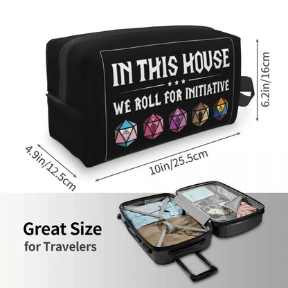 Dnd Game House Initiative Cosmetic Bag Women Cute Large Capacity Makeup Case Beauty Storage Toiletry Bags