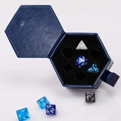Portable PU Leather Dice Storage Bag Can Hold 7 Dice Protective Run Group Dice Box Hexagon DND Bundle Pocket