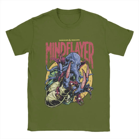 DnD Mind Flayer Portrait Men T Shirts Game Leisure Tees Short Sleeve Round Neck T-Shirt Pure Cotton 6XL Clothing