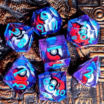 7-Piece Resin DnD Dice Set with Spinning Dragon Eye Core, Transparent Polyhedral Dice for Dungeons & Dragons, RPG Tabletop Games