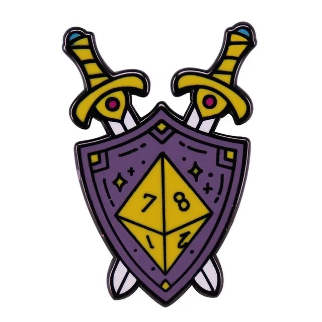 RPG Game Dungeon DnD Dragon Enamel Pins Dice D20 Cartoon Brooch Clothes Backpack Lapel Badges Fashion Jewelry Gifts
