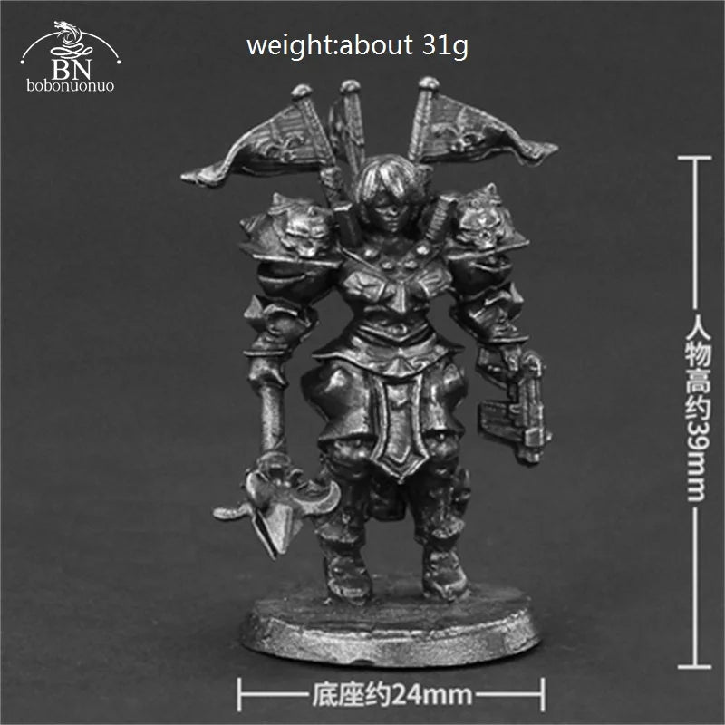 White Brass Adventurer Guild Soldiers Figurine Models Finished Desktop Game Ornament Military Handmade Men Boys Collection Gifts