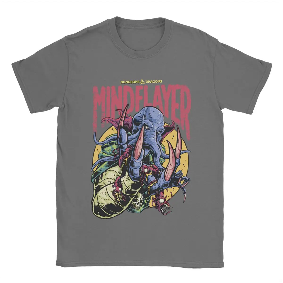 DnD Mind Flayer Portrait Men T Shirts Game Leisure Tees Short Sleeve Round Neck T-Shirt Pure Cotton 6XL Clothing