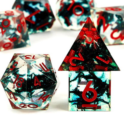 D&D Dice Set - 7-Piece Sharp Edge Red Resin Dice for Dungeons & Dragons, Perfect for RPG and Tabletop Games