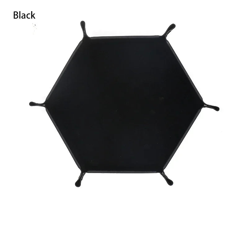 Portable Folding Dice Rolling Tray Set For Rpg Dnd Table Games Pu Leather Velvet Holder Storage Box  Hexagon Coin Square Tray