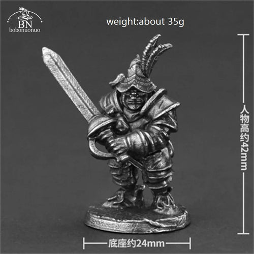 White Brass Adventurer Guild Soldiers Figurine Models Finished Desktop Game Ornament Military Handmade Men Boys Collection Gifts