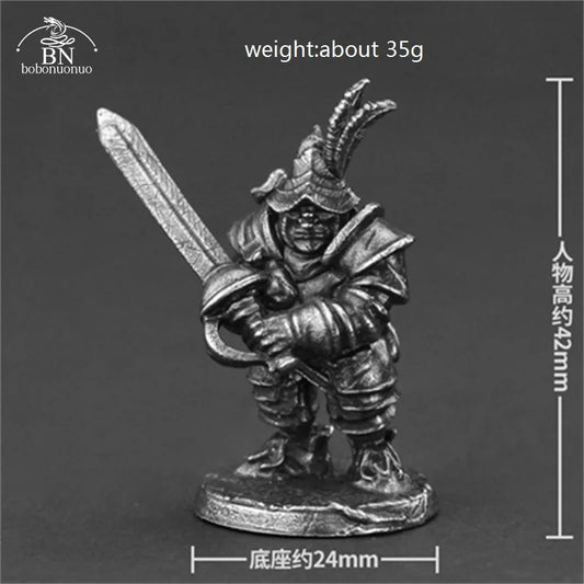 White Brass Adventurer Guild Soldiers Figurine Models Finished Desktop Game Ornament Military Handmade Men Boys Collection Gifts