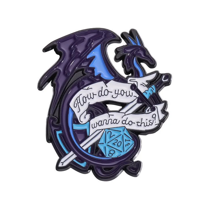 RPG Game Dungeon DnD Dragon Dice D20 Anime Enamel Pin Lapel Badges Manga Brooches for Women Fashion Jewelry Accessories Gifts