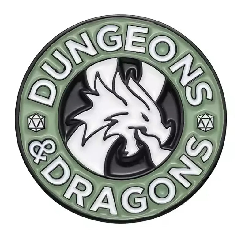 RPG Game Dungeon DnD Dragon Dice D20 Anime Enamel Pin Lapel Badges Manga Brooches for Women Fashion Jewelry Accessories Gifts