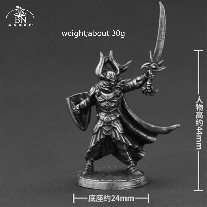 White Brass Adventurer Guild Soldiers Figurine Models Finished Desktop Game Ornament Military Handmade Men Boys Collection Gifts