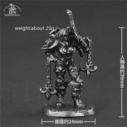 White Brass Adventurer Guild Soldiers Figurine Models Finished Desktop Game Ornament Military Handmade Men Boys Collection Gifts