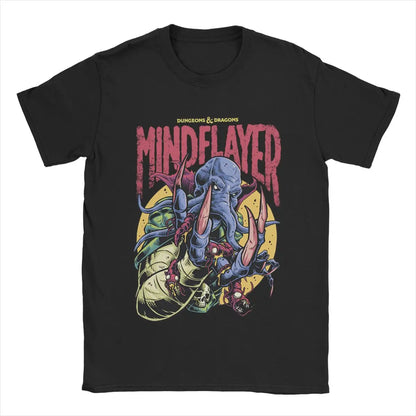 DnD Mind Flayer Portrait Men T Shirts Game Leisure Tees Short Sleeve Round Neck T-Shirt Pure Cotton 6XL Clothing