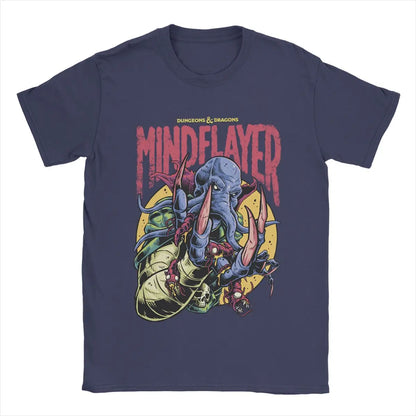 DnD Mind Flayer Portrait Men T Shirts Game Leisure Tees Short Sleeve Round Neck T-Shirt Pure Cotton 6XL Clothing