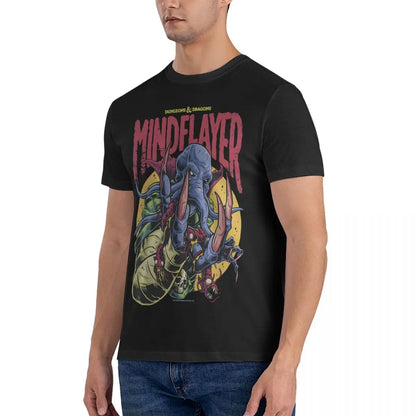 Mindflayer T-Shirts for Men D-Dungeons And Dragons Novelty Pure Cotton Tee Shirt Crewneck Short Sleeve T Shirts Birthday