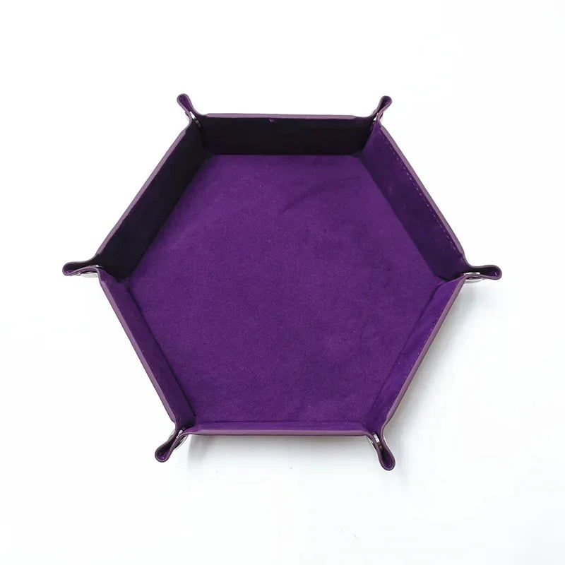 1PC Hexagonal Velvet Fabric Dice Board Foldable storage tray for various board gamessuch as RPG, DND and other table games