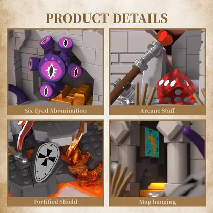 919PCS MOC Dungeons Fire Dragons Building Blocks Treasure Guard Adventure Castle Street View Model Bricks Toys Desktop Decor