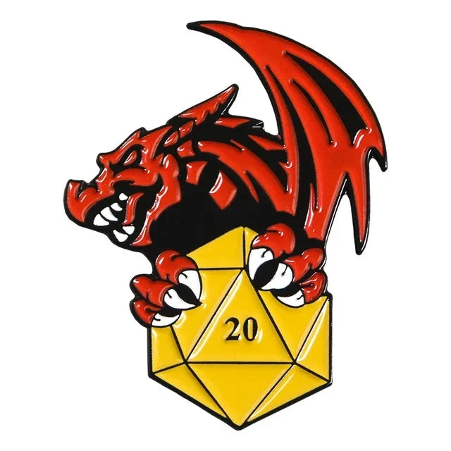 RPG Game Dungeon DnD Dragon Enamel Pins Dice D20 Cartoon Brooch Clothes Backpack Lapel Badges Fashion Jewelry Gifts