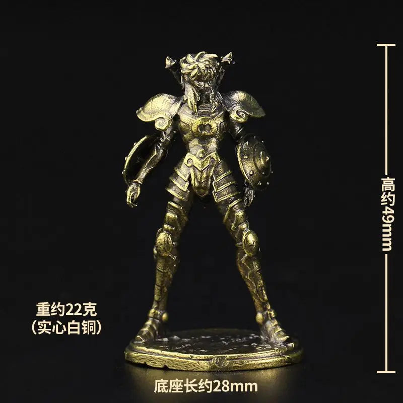 Old-fashion Brass Saint Twelve Constellations The Zodiac Armored Warrior Mini Metal Models Ornaments DIY Decoration Crafts