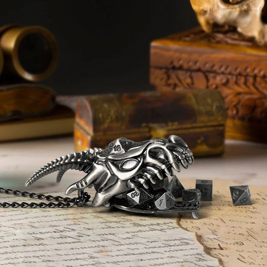 7pcs DND Mini Dice Set With Dragon Necklace Dice Case  Polyhedron Metal Dice For RPG,MTG,Table Game,Board Games Dice Set