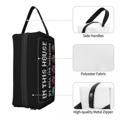 Dnd Game House Initiative Cosmetic Bag Women Cute Large Capacity Makeup Case Beauty Storage Toiletry Bags