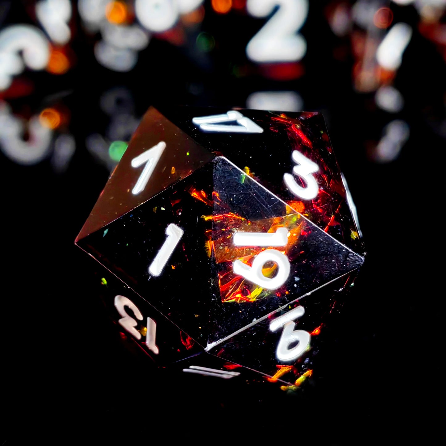 DnD Dice Set 7 Piece Polyhedral Resin Dice, Black with White Numbers for Dungeons and Dragons, RPG Games, D&D Tabletop Gaming