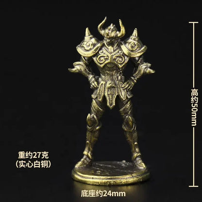 Old-fashion Brass Saint Twelve Constellations The Zodiac Armored Warrior Mini Metal Models Ornaments DIY Decoration Crafts