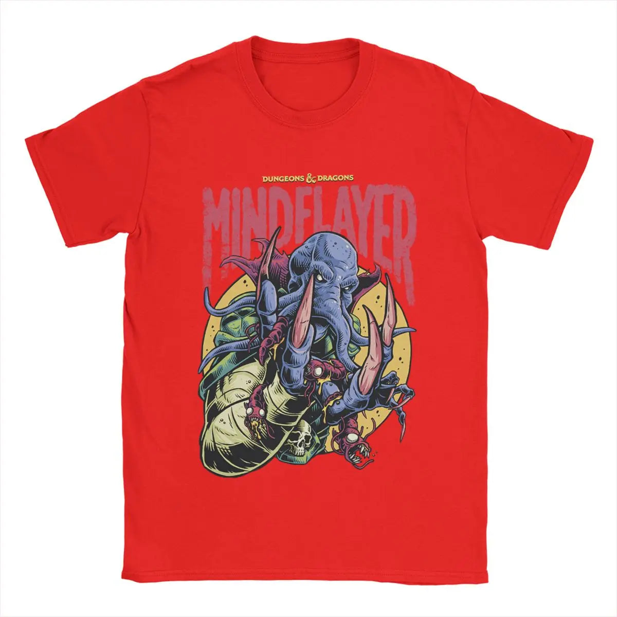 DnD Mind Flayer Portrait Men T Shirts Game Leisure Tees Short Sleeve Round Neck T-Shirt Pure Cotton 6XL Clothing